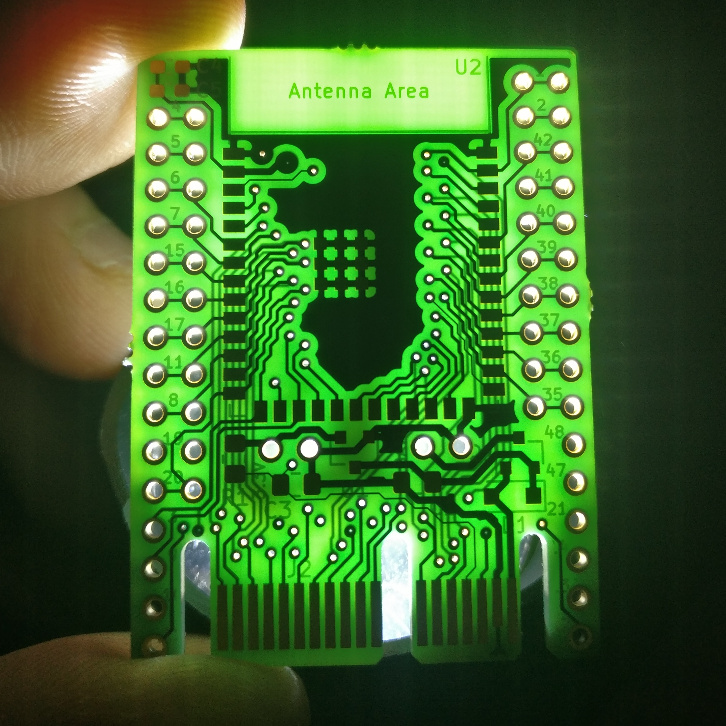 PCB for ESP32-S3, with a PCIe x1 edge connector for pin access.